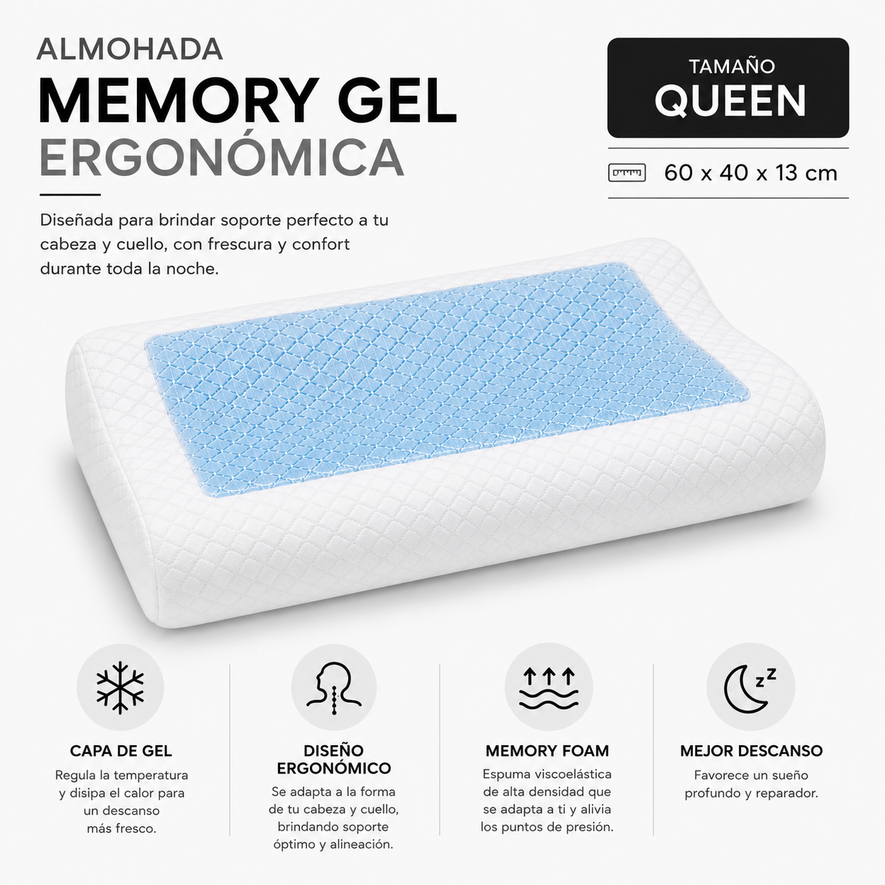 ALMOHADA MEMORY GEL ERGONÓMICA